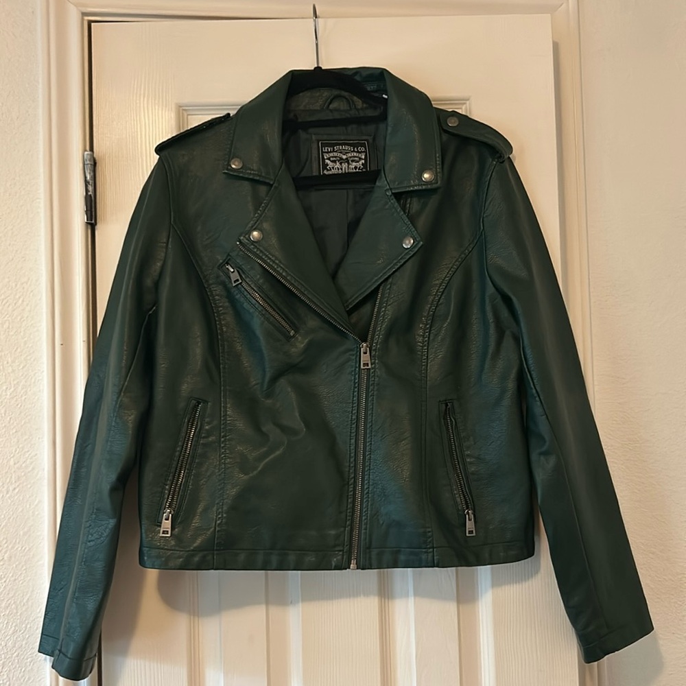 Levi Strauss forest green leather jacket. Brand new without tags